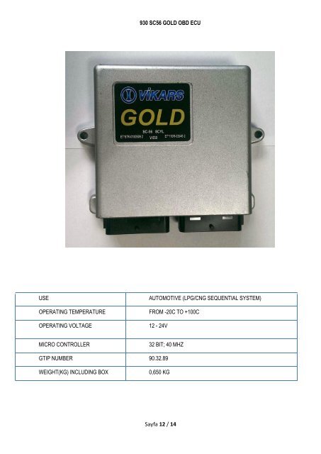 A.Vikars 2017 Version Gasoline LPG Data Sheet