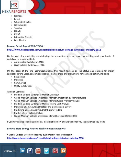 Medium Voltage Switchgear Market Size, Share and Manufacture Development Analysis by 2018-2025