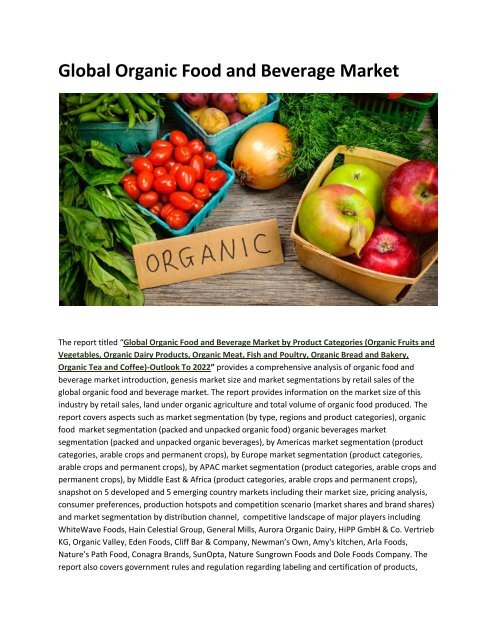 Organic Food Production Volume