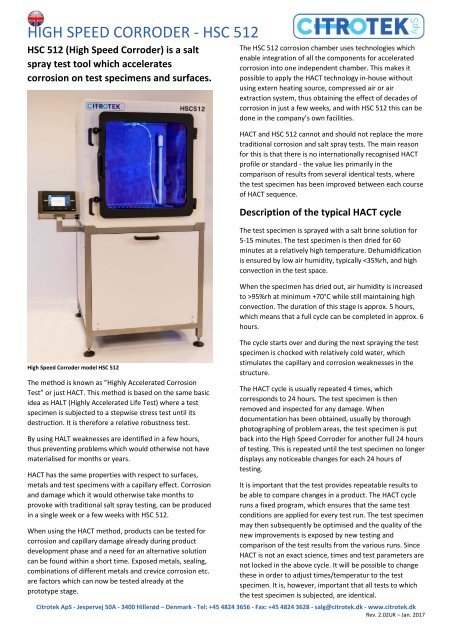 High Speed Corroder 512 brochure 202UK - Citrotek