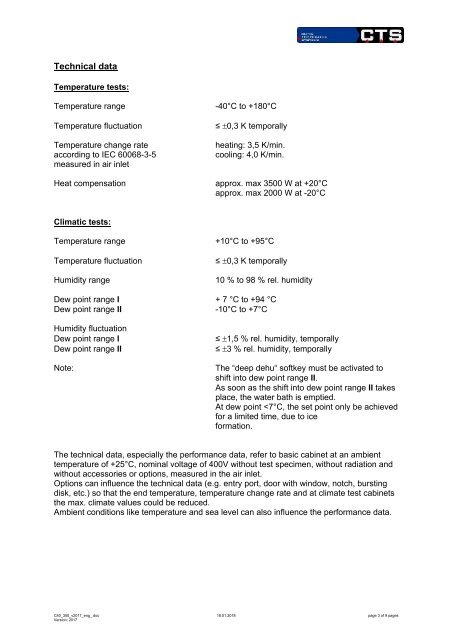 CTS - Climatic Test Cabinet Type C -40/350