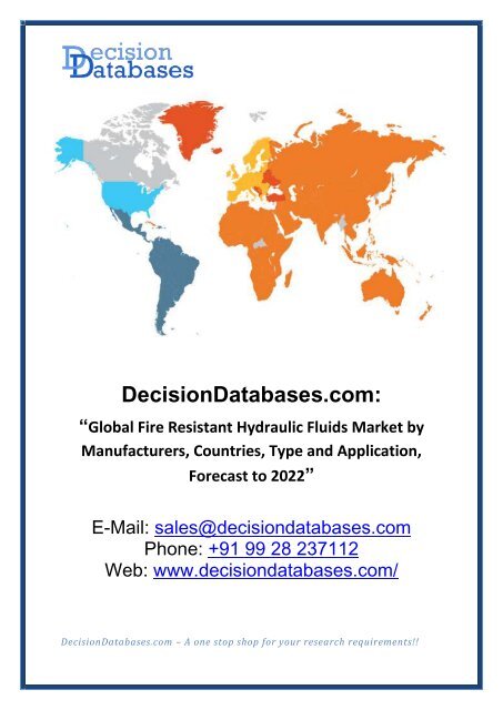 Global Fire Resistant Hydraulic Fluids Industry Key Manufacturers Analysis 2022