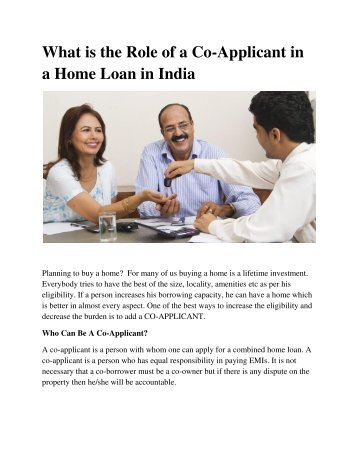 What is the role of Co applicant in Home loan in India