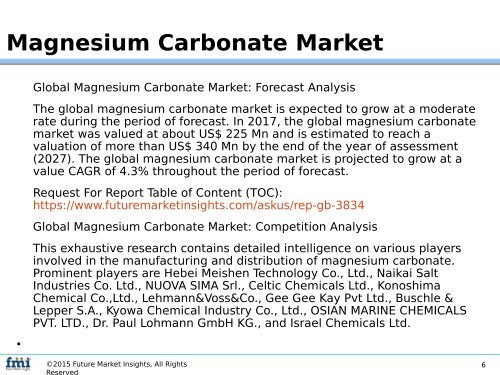 Magnesium Carbonate Market Expected to Behold a CAGR of 4.3% through 2017-2027