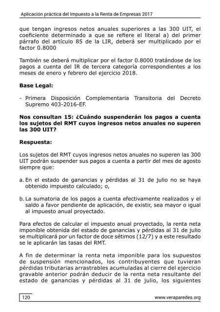 Aplicación práctica del Impuesto a la Renta de Empresas 2017