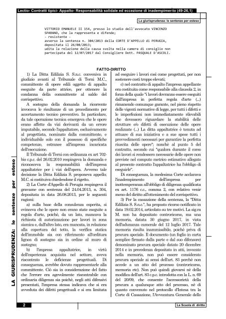 Cassazione Civile, n. 00047 del 03.01.2018, Sez. 6- Contratti tipici- Appalto- Responsabilità solidale ed eccezione di inadempimento (49-26,1) d (1)