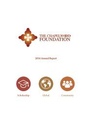Chapelwood Foundation Summary Report 2016
