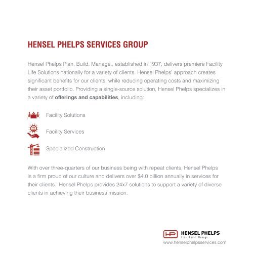 Hensel Phelps Services - Experience - Digital Brochure