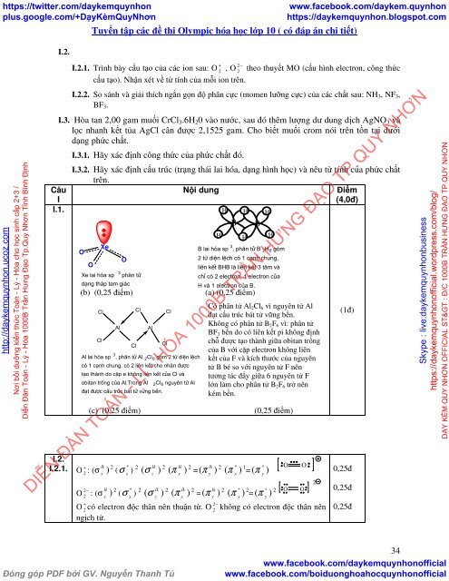 Tuyển tập các đề thi học sinh giỏi Olympic môn hóa học & sinh học lớp 10 (kèm đáp án chi tiết) (by Dameva)
