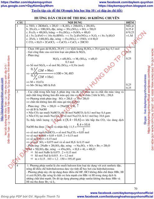 Tuyển tập các đề thi học sinh giỏi Olympic môn hóa học & sinh học lớp 10 (kèm đáp án chi tiết) (by Dameva)