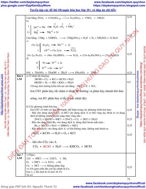 Tuyển tập các đề thi học sinh giỏi Olympic môn hóa học & sinh học lớp 10 (kèm đáp án chi tiết) (by Dameva)