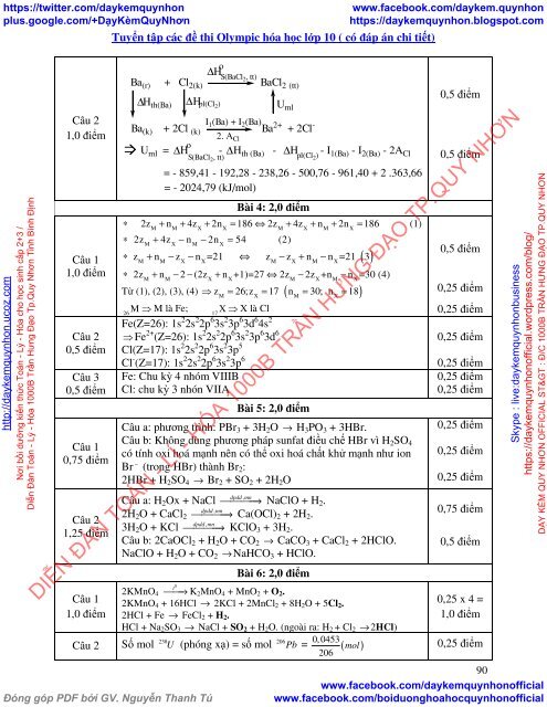 Tuyển tập các đề thi học sinh giỏi Olympic môn hóa học & sinh học lớp 10 (kèm đáp án chi tiết) (by Dameva)