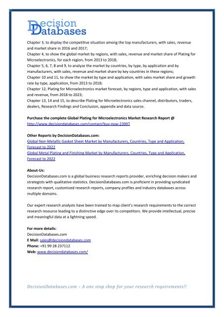 Access Plating for Microelectronics Market Research Report: Global Analysis 2018-2023