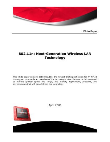 802.11n: Next-Generation Wireless LAN Technology - Broadcom
