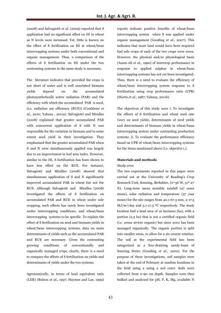 Productivity of wheat/faba bean intercropping systems in response to sulphur fertilization and seed rate under contrasting management conditions