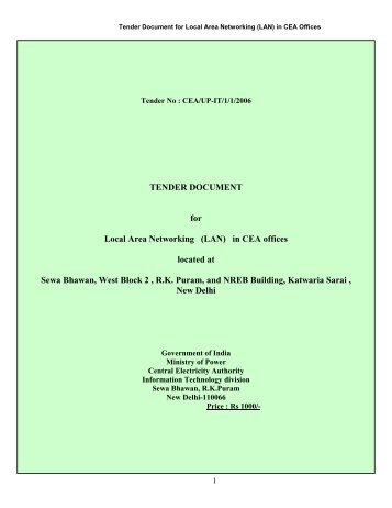 TENDER DOCUMENT for Local Area Networking (LAN) in CEA ...