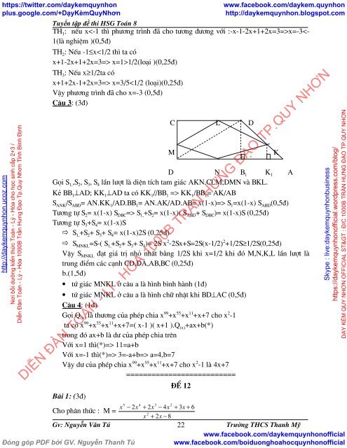 [ COMBO ] BỒI DƯỠNG TOÁN 8 NÂNG CAO VÀ PHÁT TRIỂN (VŨ HỮU BÌNH-NXBGD) & TUYỂN TẬP ĐỀ THI HSG TOÁN 8 (NGUYỄN VĂN TÚ-THCS THANH MỸ)