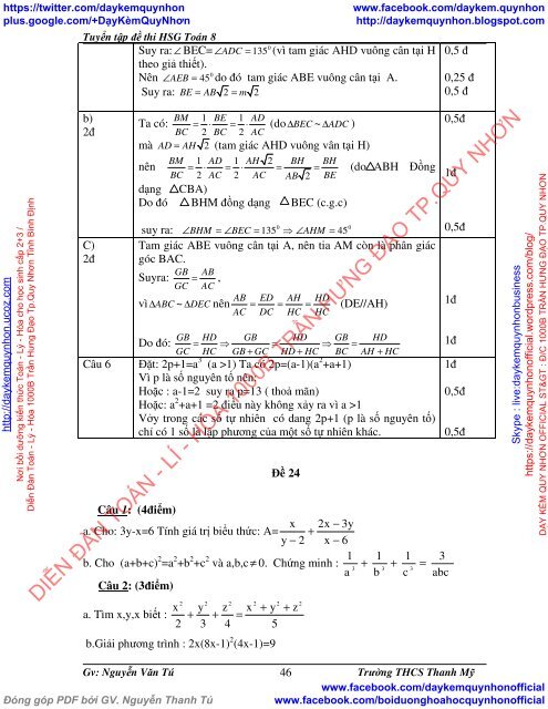 [ COMBO ] BỒI DƯỠNG TOÁN 8 NÂNG CAO VÀ PHÁT TRIỂN (VŨ HỮU BÌNH-NXBGD) & TUYỂN TẬP ĐỀ THI HSG TOÁN 8 (NGUYỄN VĂN TÚ-THCS THANH MỸ)