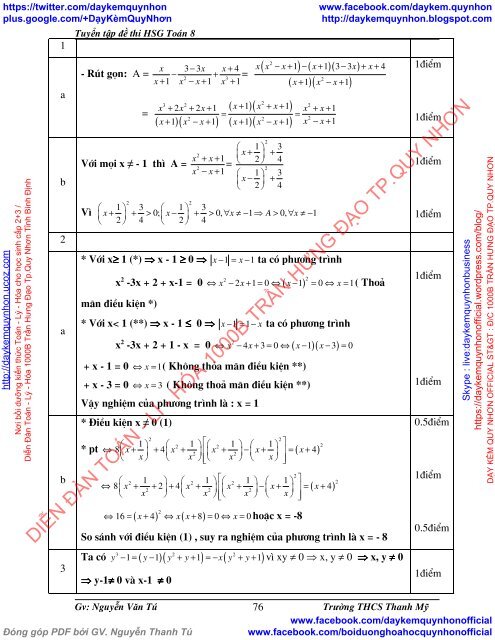 [ COMBO ] BỒI DƯỠNG TOÁN 8 NÂNG CAO VÀ PHÁT TRIỂN (VŨ HỮU BÌNH-NXBGD) & TUYỂN TẬP ĐỀ THI HSG TOÁN 8 (NGUYỄN VĂN TÚ-THCS THANH MỸ)