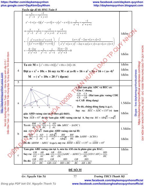 [ COMBO ] BỒI DƯỠNG TOÁN 8 NÂNG CAO VÀ PHÁT TRIỂN (VŨ HỮU BÌNH-NXBGD) & TUYỂN TẬP ĐỀ THI HSG TOÁN 8 (NGUYỄN VĂN TÚ-THCS THANH MỸ)