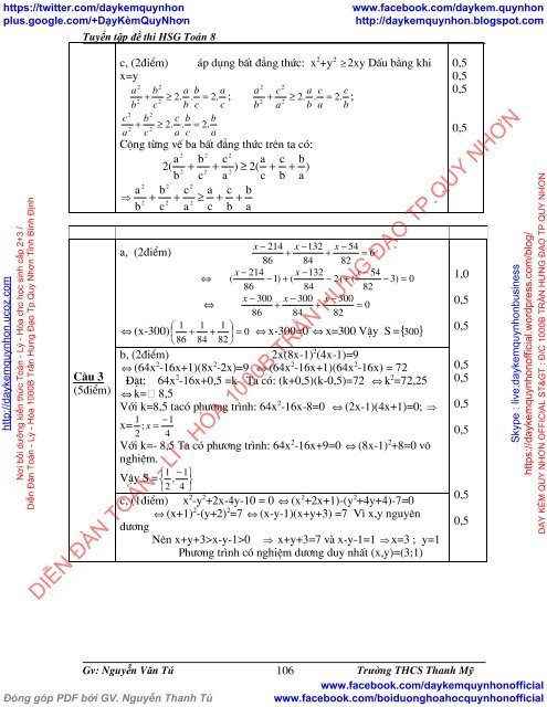 [ COMBO ] BỒI DƯỠNG TOÁN 8 NÂNG CAO VÀ PHÁT TRIỂN (VŨ HỮU BÌNH-NXBGD) & TUYỂN TẬP ĐỀ THI HSG TOÁN 8 (NGUYỄN VĂN TÚ-THCS THANH MỸ)