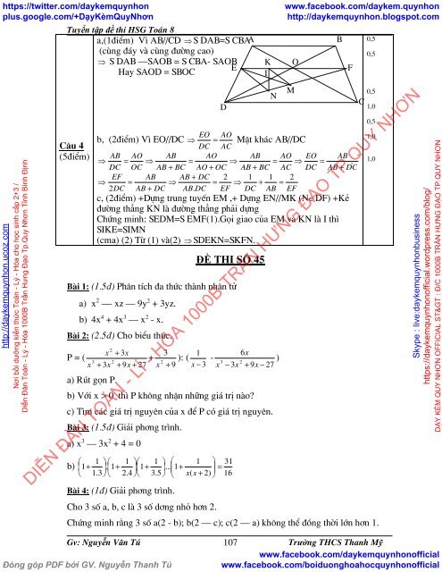 [ COMBO ] BỒI DƯỠNG TOÁN 8 NÂNG CAO VÀ PHÁT TRIỂN (VŨ HỮU BÌNH-NXBGD) & TUYỂN TẬP ĐỀ THI HSG TOÁN 8 (NGUYỄN VĂN TÚ-THCS THANH MỸ)