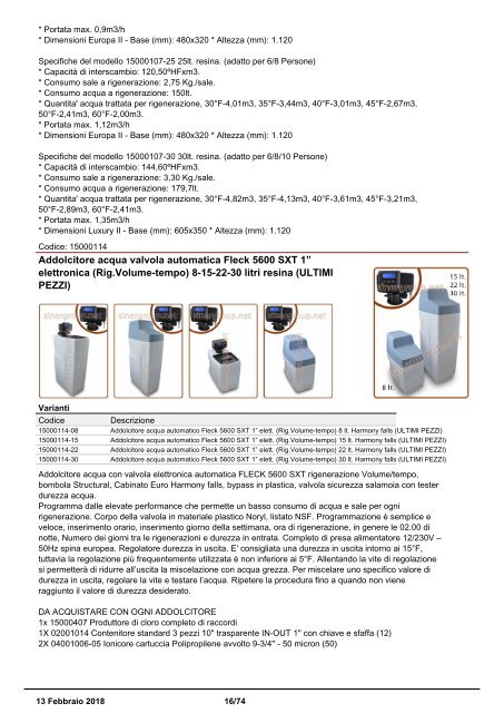 Addolcitori acqua catalogo