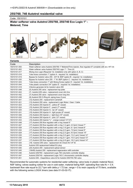 Water softeners catalogue