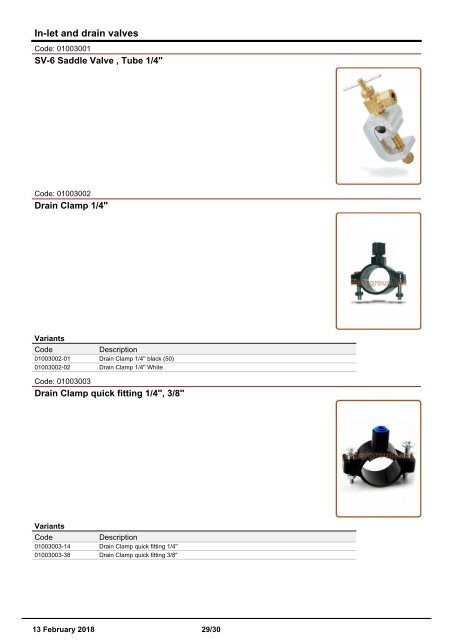 Installation accessories catalogue