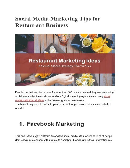 Social Media Marketing Tips for Restaurant Business