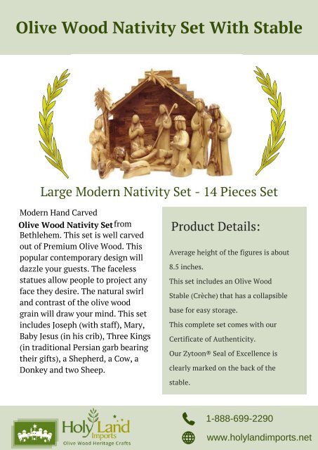 Olive Wood Nativity Set With Stable