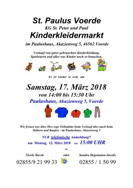 St. Paulus Kinderkleidermarkt 17 März 2018