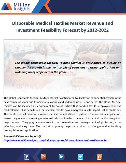 Disposable Medical Textiles Market Development and Revenue Forecast by 2012-2022