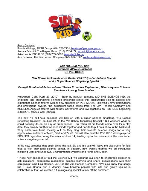 'SID THE SCIENCE KID' Premieres All New Episodes On PBS KIDS