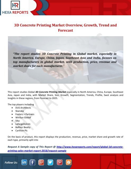 3D Concrete Printing Market Overview, Growth, Trend and Forecast