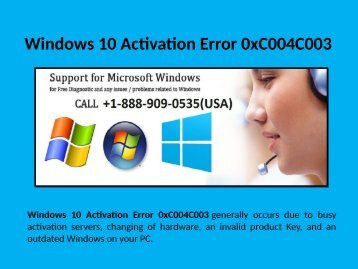 1-888-909-0535 Fix Windows 10 Activation Error 0xC004C003