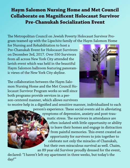 Met Council & Haym Salomon Pre-Chanukah Event December, 2017