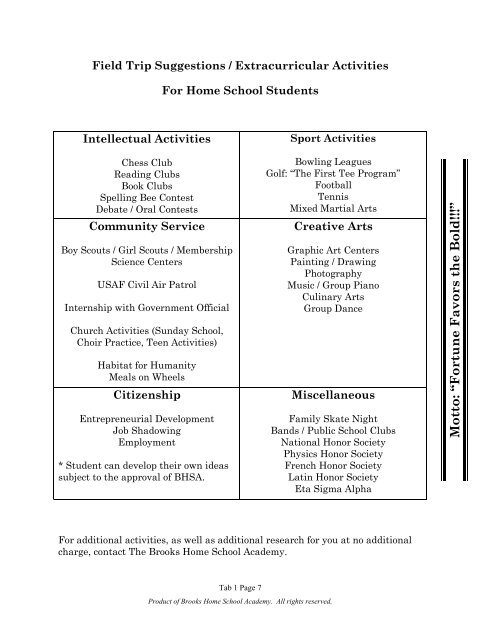 BHSA Home School Packet (Yumpu Sample)