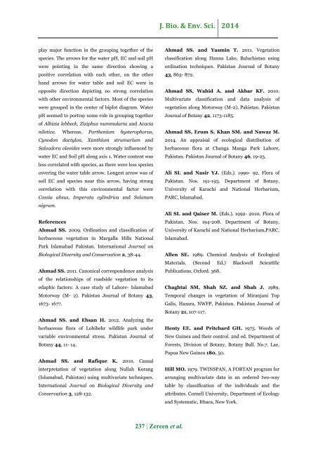 Evaluation of ecological aspects of natural vegetation of Pakpattan District using multivariate techniques