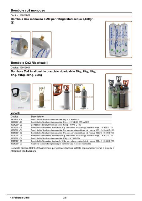 Bombole e cilindri Co2 catalogo 