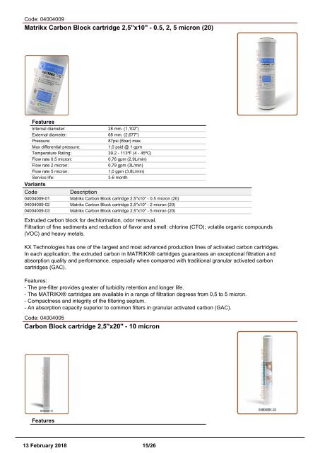 Drop In Housings Cartridges catalogue