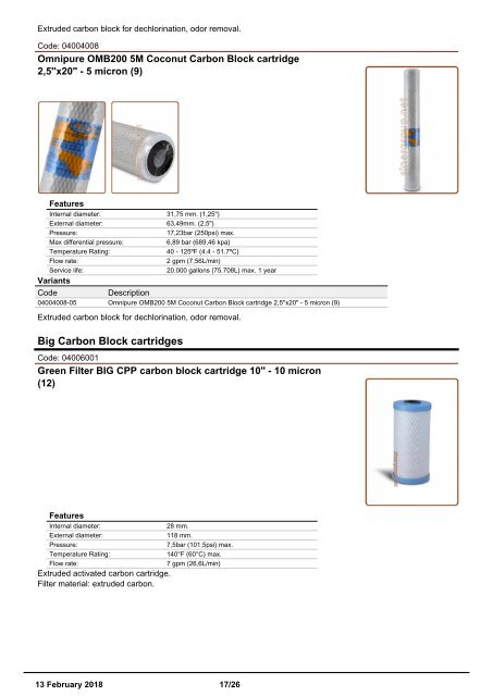 Drop In Housings Cartridges catalogue