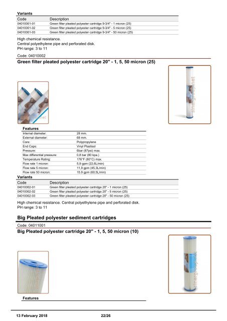 Drop In Housings Cartridges catalogue