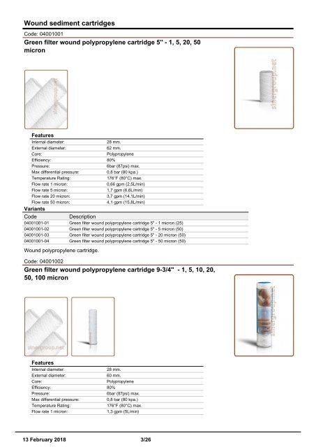 Drop In Housings Cartridges catalogue