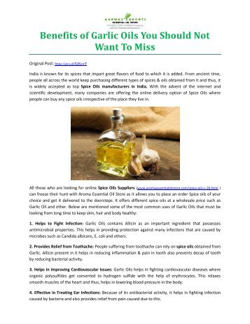 Benefits of Garlic Oils You Should Not Want To Miss