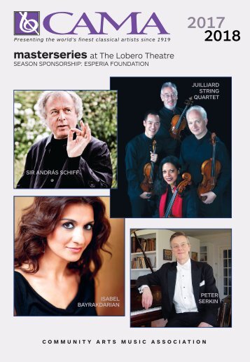 CAMA's Masterseries presents Peter Serkin, piano - Saturday, February 24, 2018, Lobero Theatre, Santa Barbara, 8PM