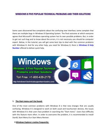 Windows 8 Five Popular Technical Problems and their Solutions