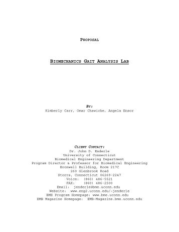 proposal biomechanics gait analysis lab - Biomedical Engineering ...