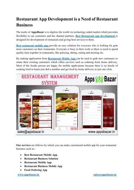 Restaurant App Development is a Need of Restaurant Business