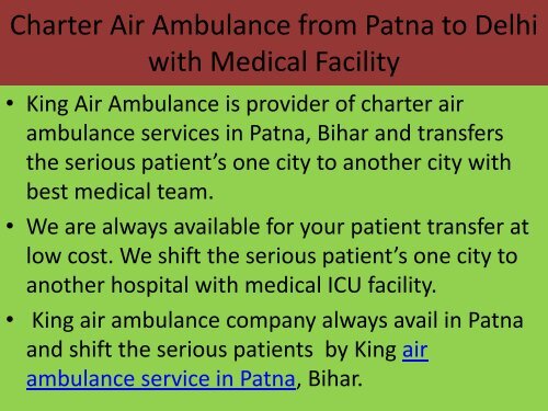 Cost Effective Air Ambulance Services from Patna to Delhi